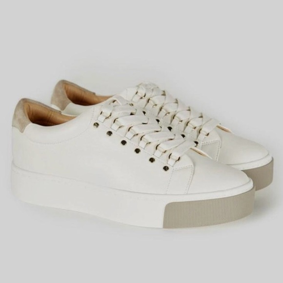 Women’s JOIE Handan white leather platform sneakers- Size 39 - Picture 2 of 12